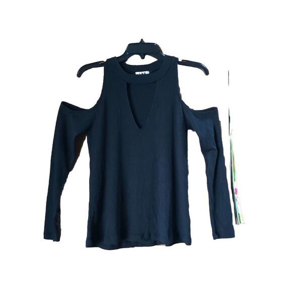 LNA Choker Cut Out Ribbed Cold Shoulder Pullover Sweater Black - XS - Picture 1 of 12